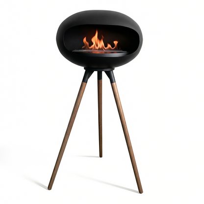 3-in-1 Minimalist Decorative Fireplace with Stand, Smokeless Clean-Burning Indoor & Outdoor Fire Pit, Portable Cat Nest & Plant Stand