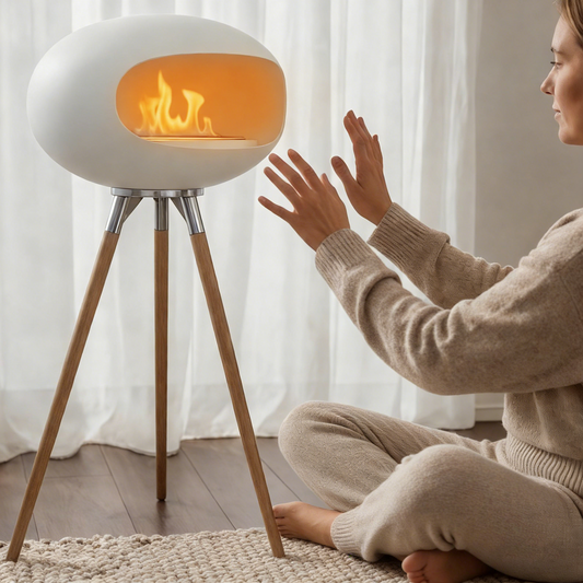 3-in-1 Minimalist Decorative Fireplace with Stand, Smokeless Clean-Burning Indoor & Outdoor Fire Pit, Portable Cat Nest & Plant Stand