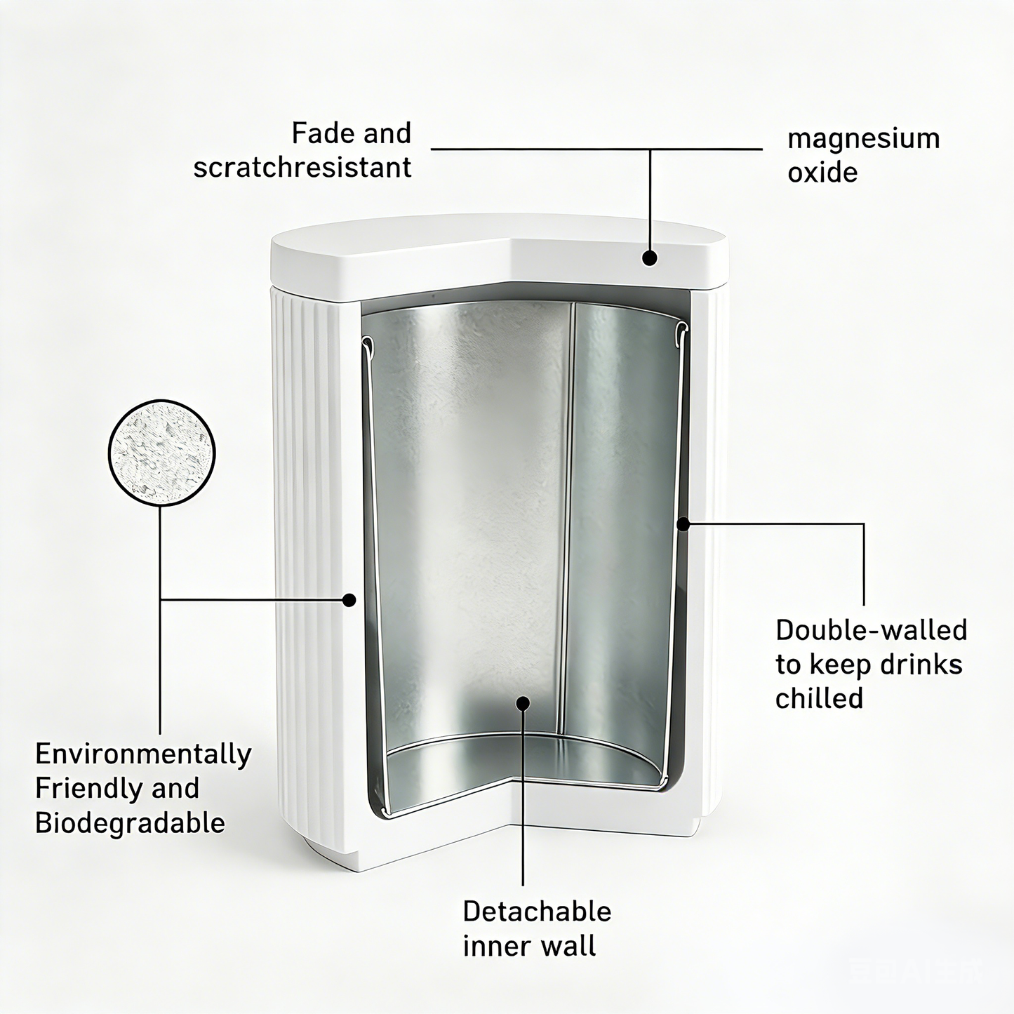 3-in-1 Outdoor Cooler Side Table – Double-Walled Ice Bucket with Lid, Marble Style Patio Accent Table, All-Weather & Durable Design