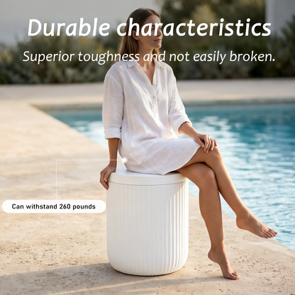 3-in-1 Outdoor Cooler Side Table – Double-Walled Ice Bucket with Lid, Marble Style Patio Accent Table, All-Weather & Durable Design